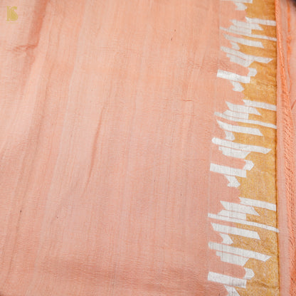 Tonys Pink Pure Tussar by Georgette Silk Handloom Banarasi Saree - Khinkhwab