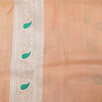 Pancho Peach Pure Tussar by Georgette Silk Handloom Banarasi Saree - Khinkhwab