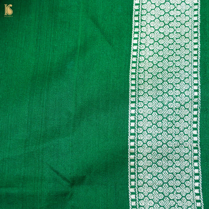 Jewel Green Pure Tussar by Georgette Silk Handloom Banarasi Saree - Khinkhwab