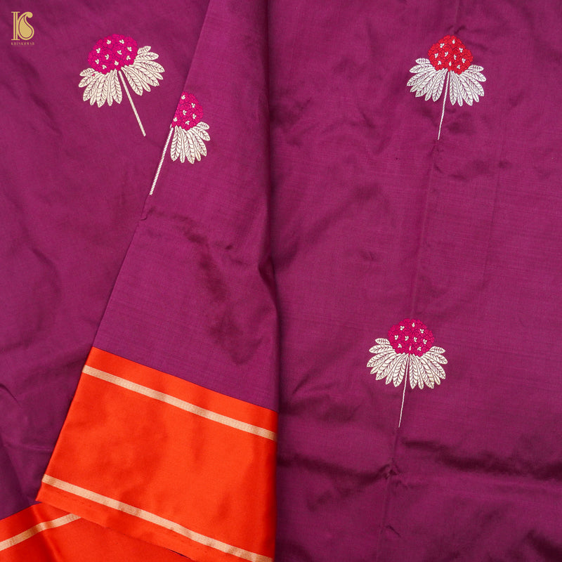 Handwoven Lipstick Pink Pure Mashru Silk Kadwa Banarasi Saree - Khinkhwab
