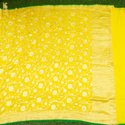Yellow Pure Georgette Handloom Banarasi Dupatta - Khinkhwab