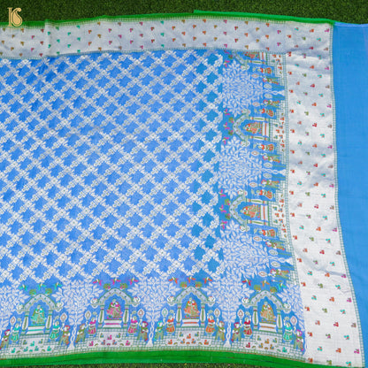 Blue Pure Georgette Handloom Banarasi Raja Rani  Saree - Khinkhwab