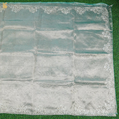 Pure Plain Tissue Silk Handwoven Banarasi Saree with Hand Embriodery - Khinkhwab