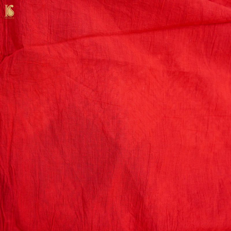 Alizarin Red Pure Mul Cotton Shibori Saree - Khinkhwab