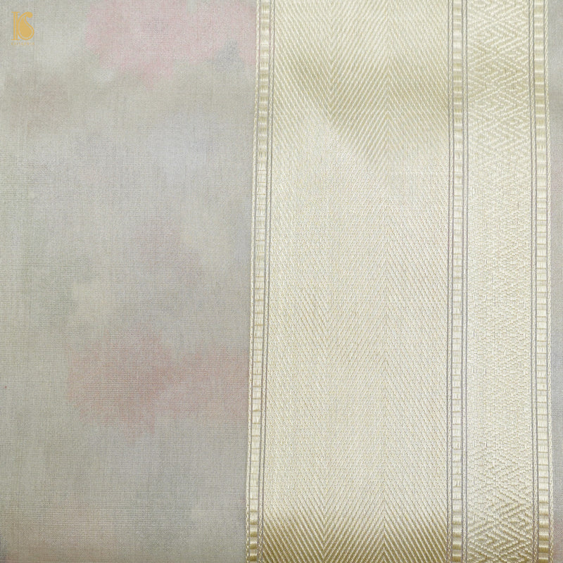 Silver Sand Pure Banarasi Kora by Tissue Kadwa Jaal Saree - Khinkhwab