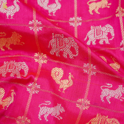 Cerise Pink Pure Katan Silk Handwoven Banarasi Kadwa Peacock Dupatta - Khinkhwab
