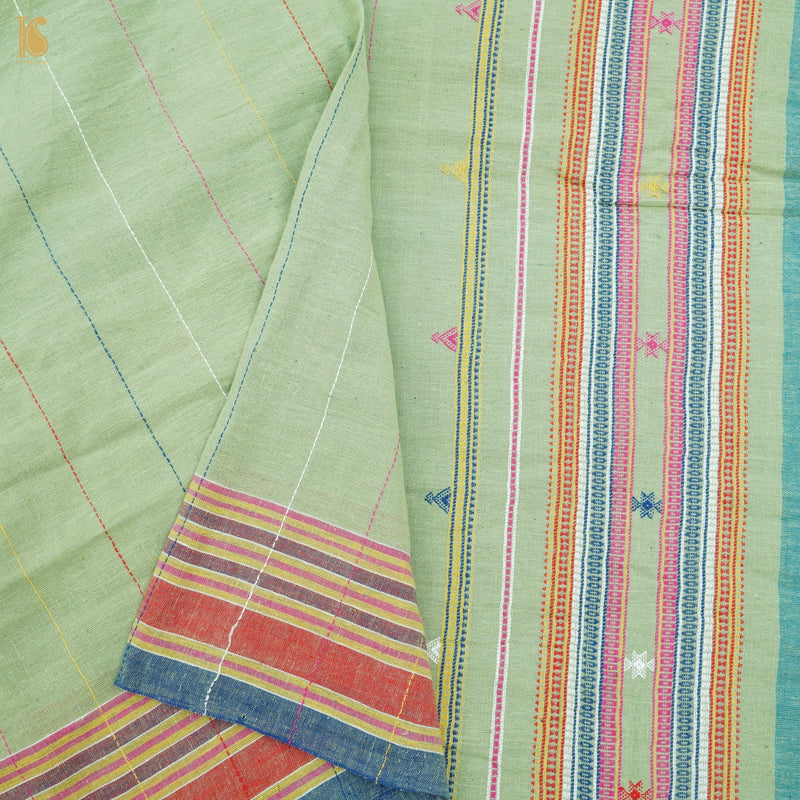 Sprout Green Pure Kala Cotton Handwoven Bhujodi Saree - Khinkhwab