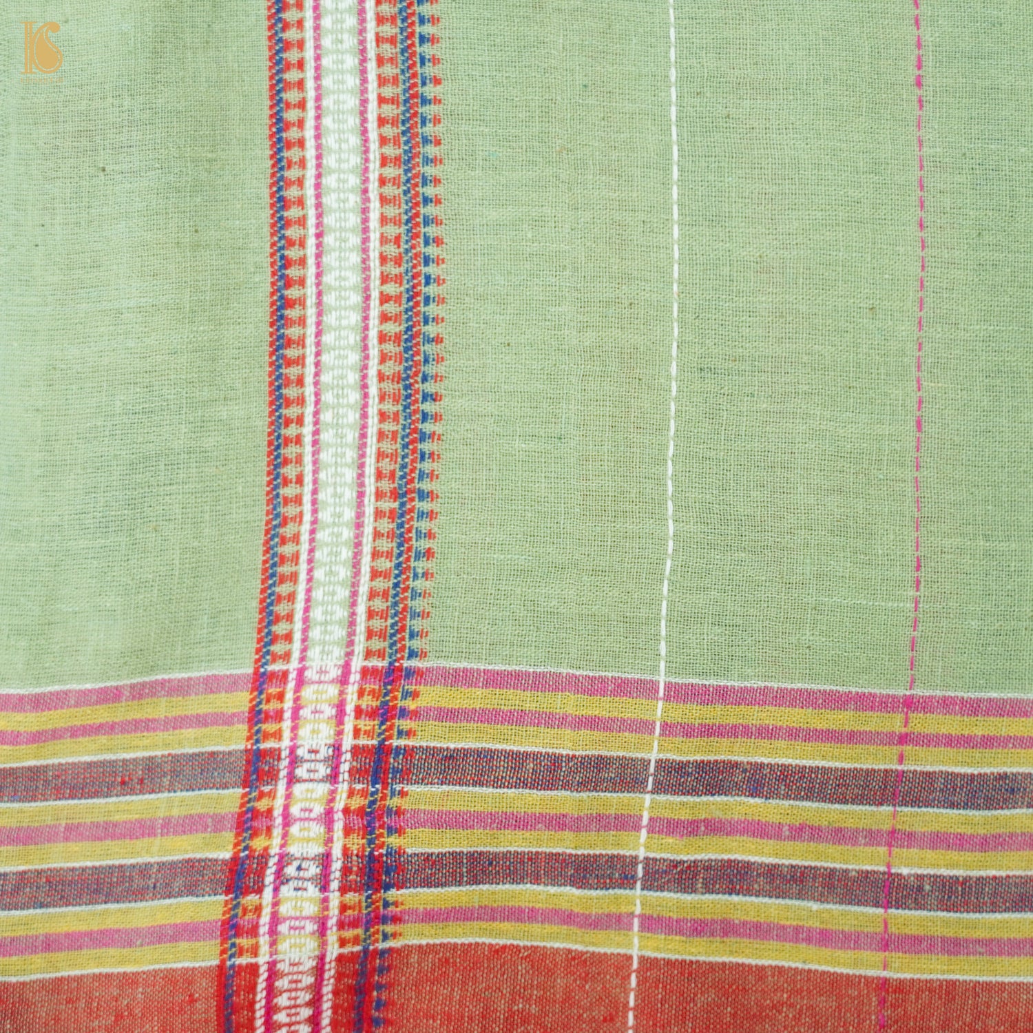 Sprout Green Pure Kala Cotton Handwoven Bhujodi Saree - Khinkhwab