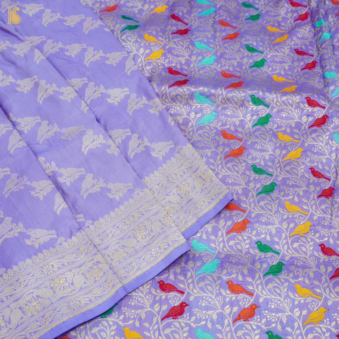 Portage Blue Handloom Pure Katan Silk Banarasi Suit & Dupatta Set - Khinkhwab