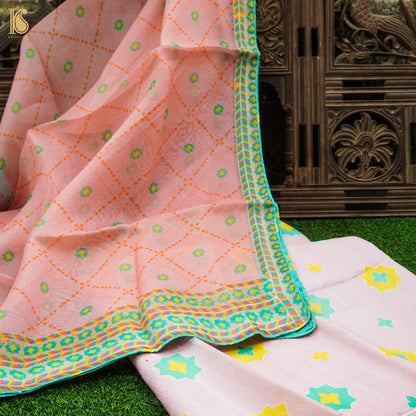 SITARA - Twilight Pink Pure Raw Silk Print Fabric - Khinkhwab