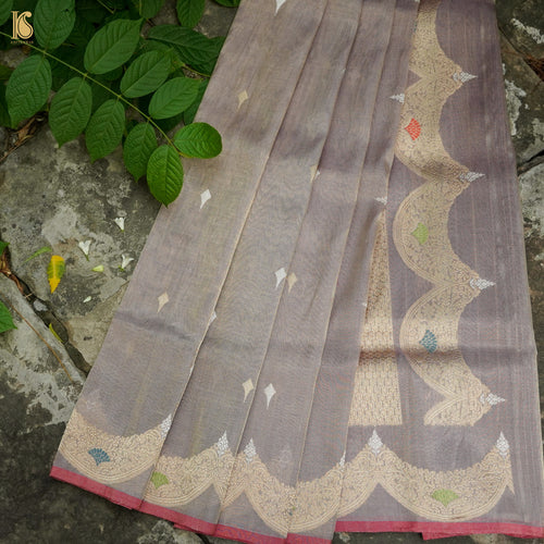 Martini Brown Pure Cotton By Tissue Handloom Banarasi  Saree - Khinkhwab