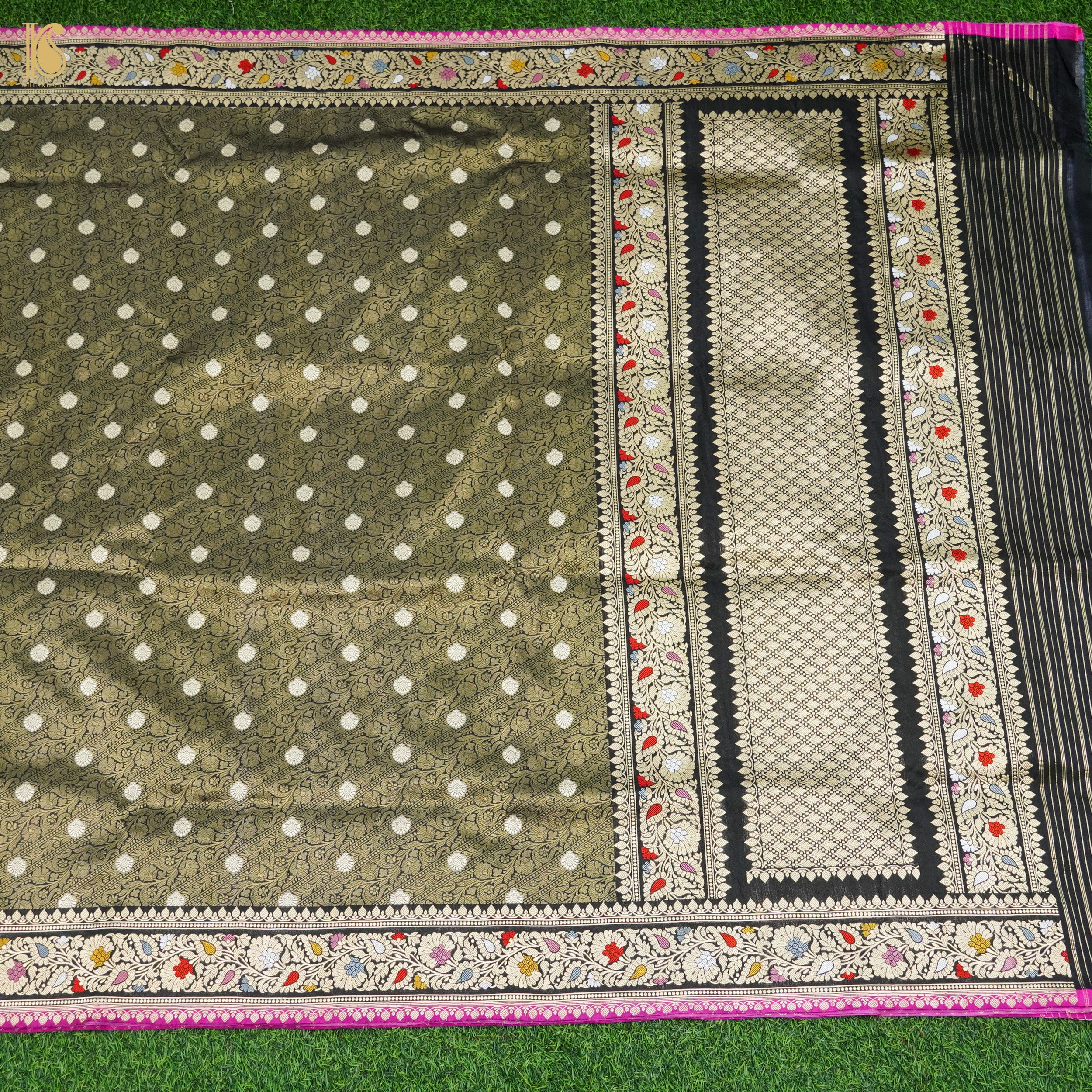 Granite Green Pure Banarasi Silk Handwoven Tanchui Dupatta - Khinkhwab