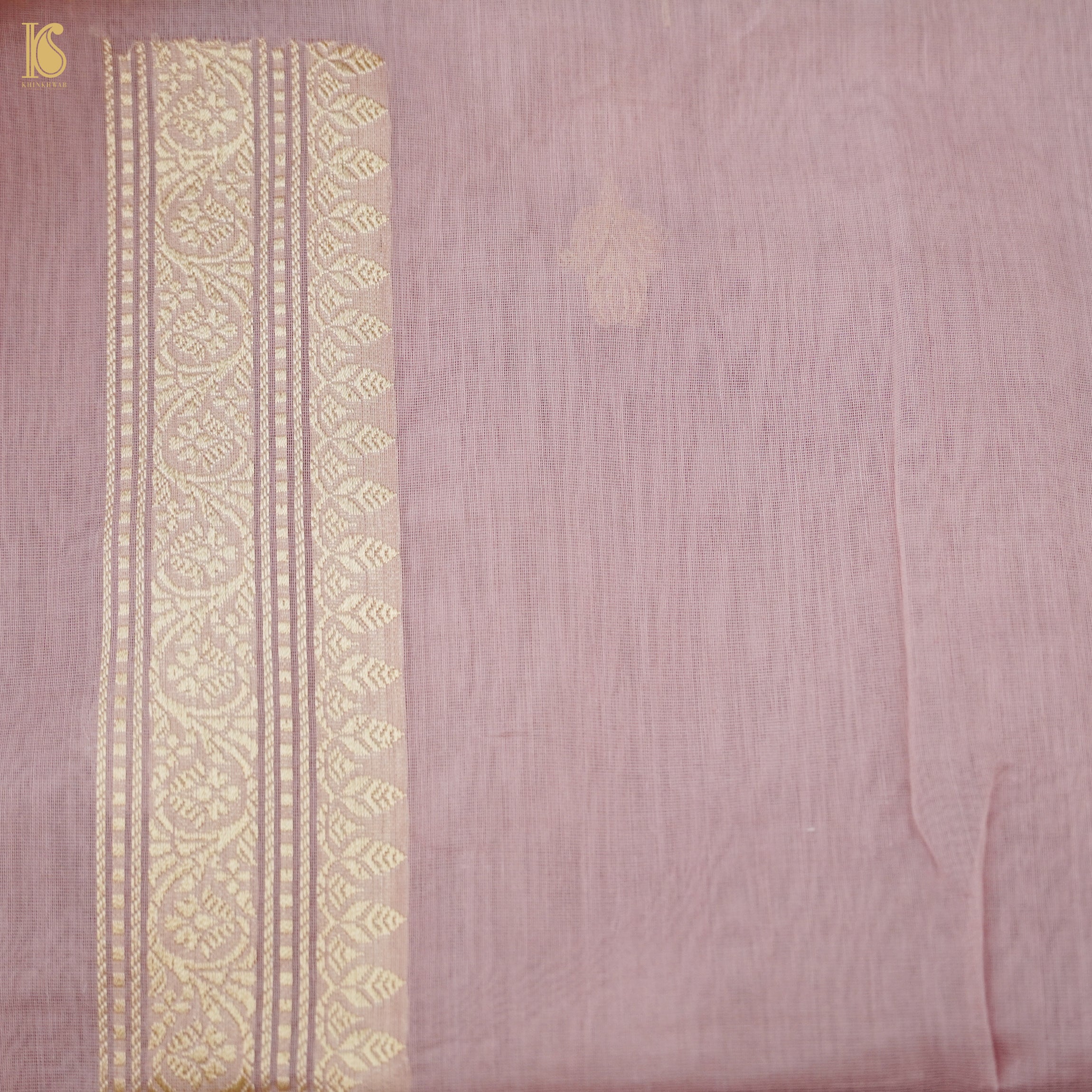 Pink Flare Handloom Banarasi Pure Cotton by Kora Kadwa Saree - Khinkhwab