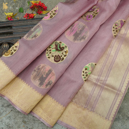 Pure Kora Silk Handloom Shikargah Banarasi Kadhua Saree - Khinkhwab
