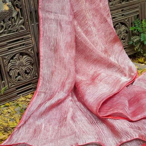 Charm Pink Wrinkle Pure Tissue Silk Dupatta - Khinkhwab