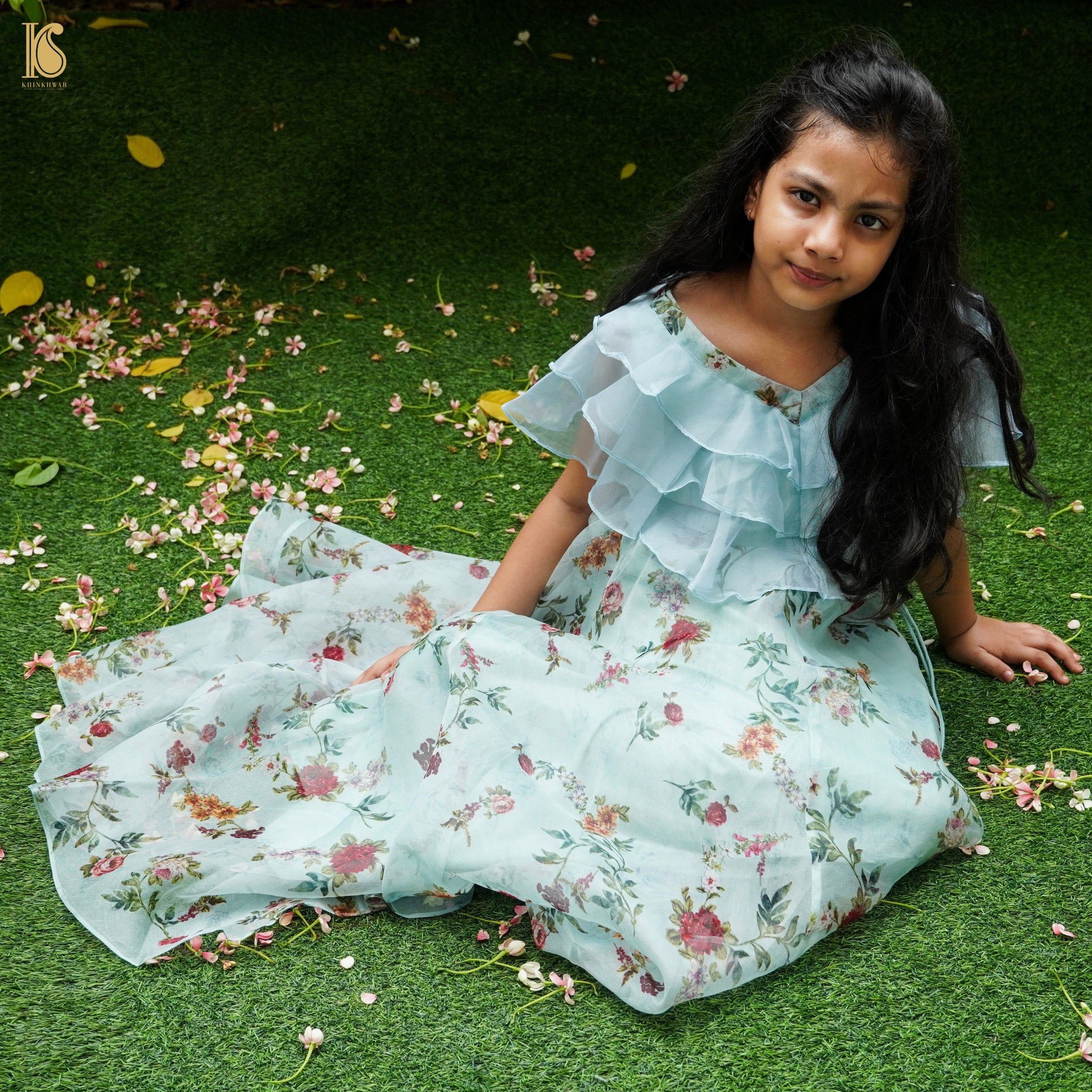 KEENA Periwinkle Floral Kids Lehenga Skirt – HarleenKaur