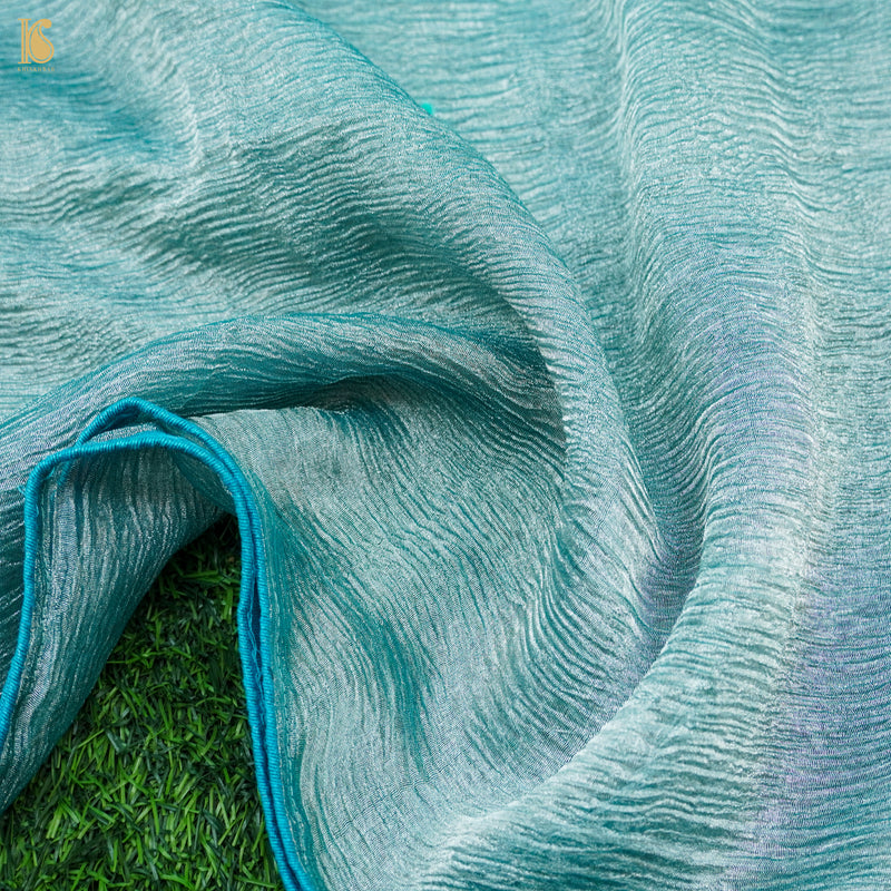Blue Chill Wrinkle Pure Tissue Silk Dupatta - Khinkhwab