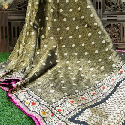 Granite Green Pure Banarasi Silk Handwoven Tanchui Dupatta - Khinkhwab