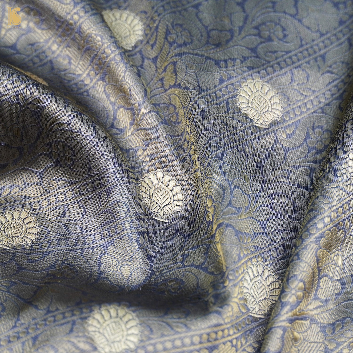 Moon Mist Grey Pure Banarasi Silk Handwoven Tanchui Dupatta - Khinkhwab