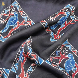 Pakshi - Black Pure Modal Silk Ajrakh Fabric