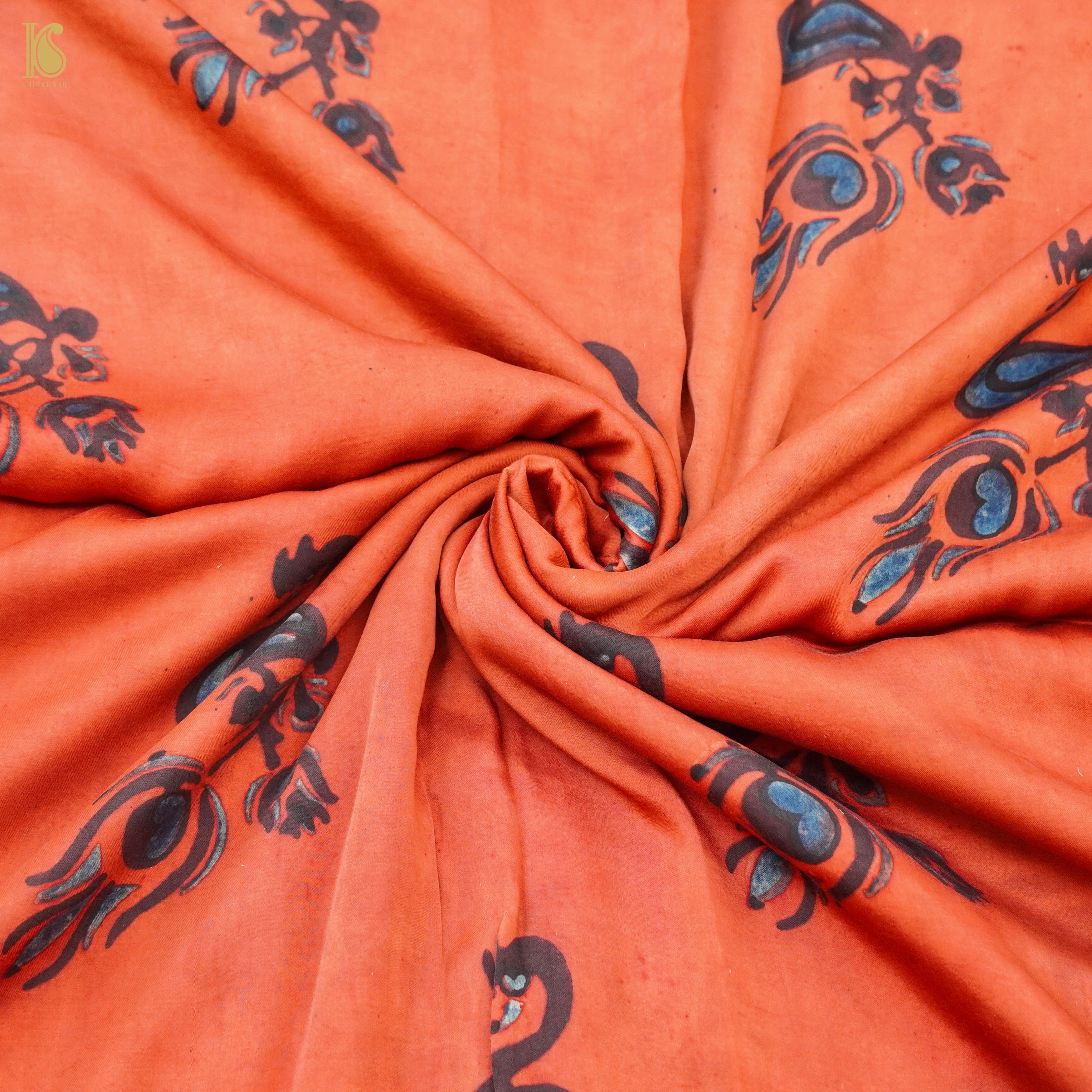 Hand Block Pure Modal Silk Ajrakh Fabric