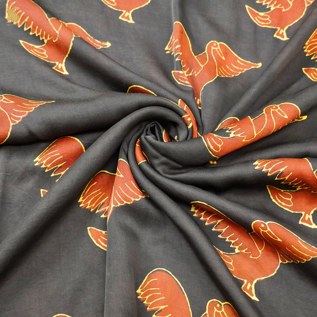Hand Block Modal Silk Ajrakh Fabric