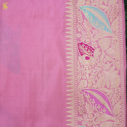 Kobi Pink Handwoven Pure Katan Silk Kadwa Banarasi Rangkat Saree - Khinkhwab