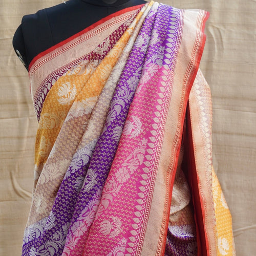 Handwoven Pure Katan Silk Banarasi Kadwa Rangkat Saree - Khinkhwab