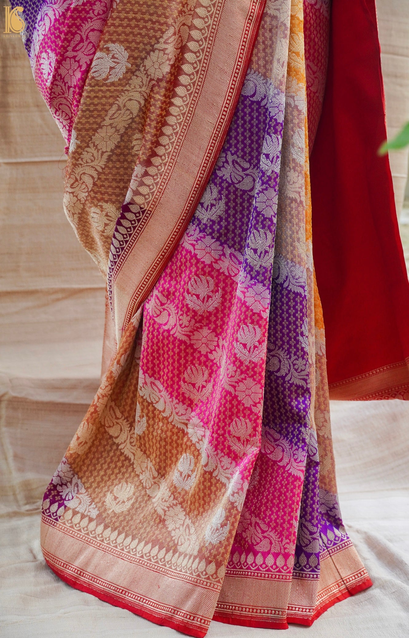 Handwoven Pure Katan Silk Banarasi Kadwa Rangkat Saree - Khinkhwab
