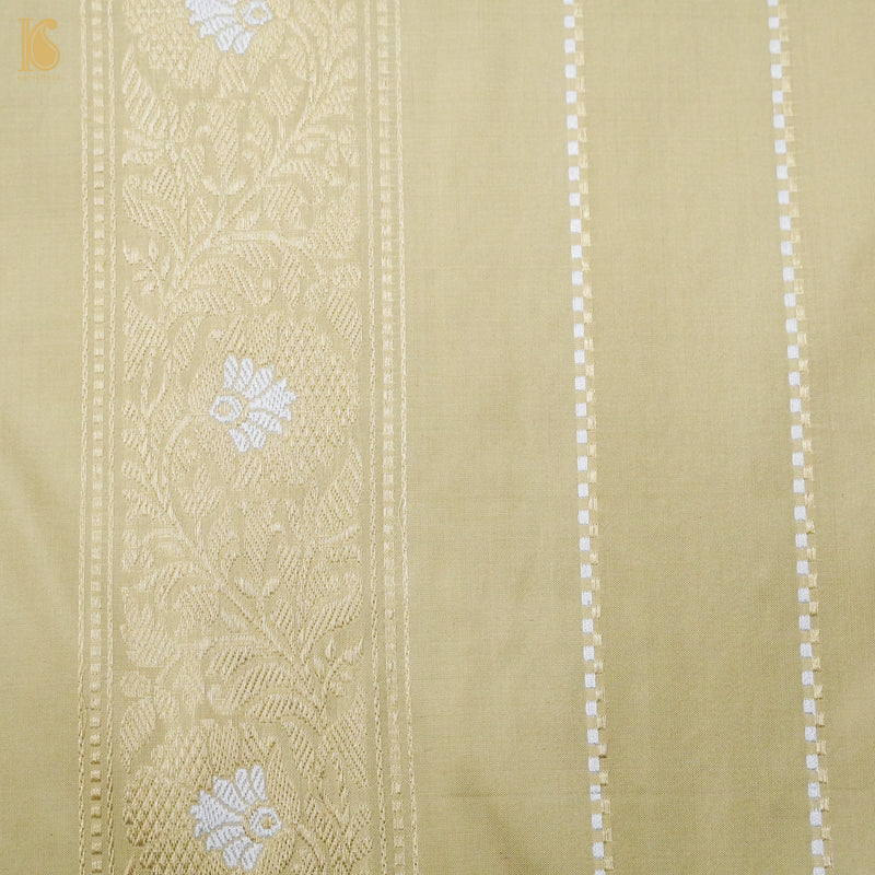 White Pure Katan Silk Handloom Kadwa Banarasi Saree - Khinkhwab