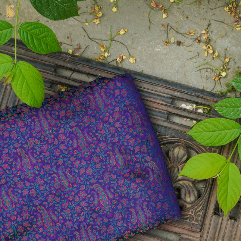 Blue Gem Pure Banarasi Silk Handwoven Tanchui Kurta Fabric - Khinkhwab