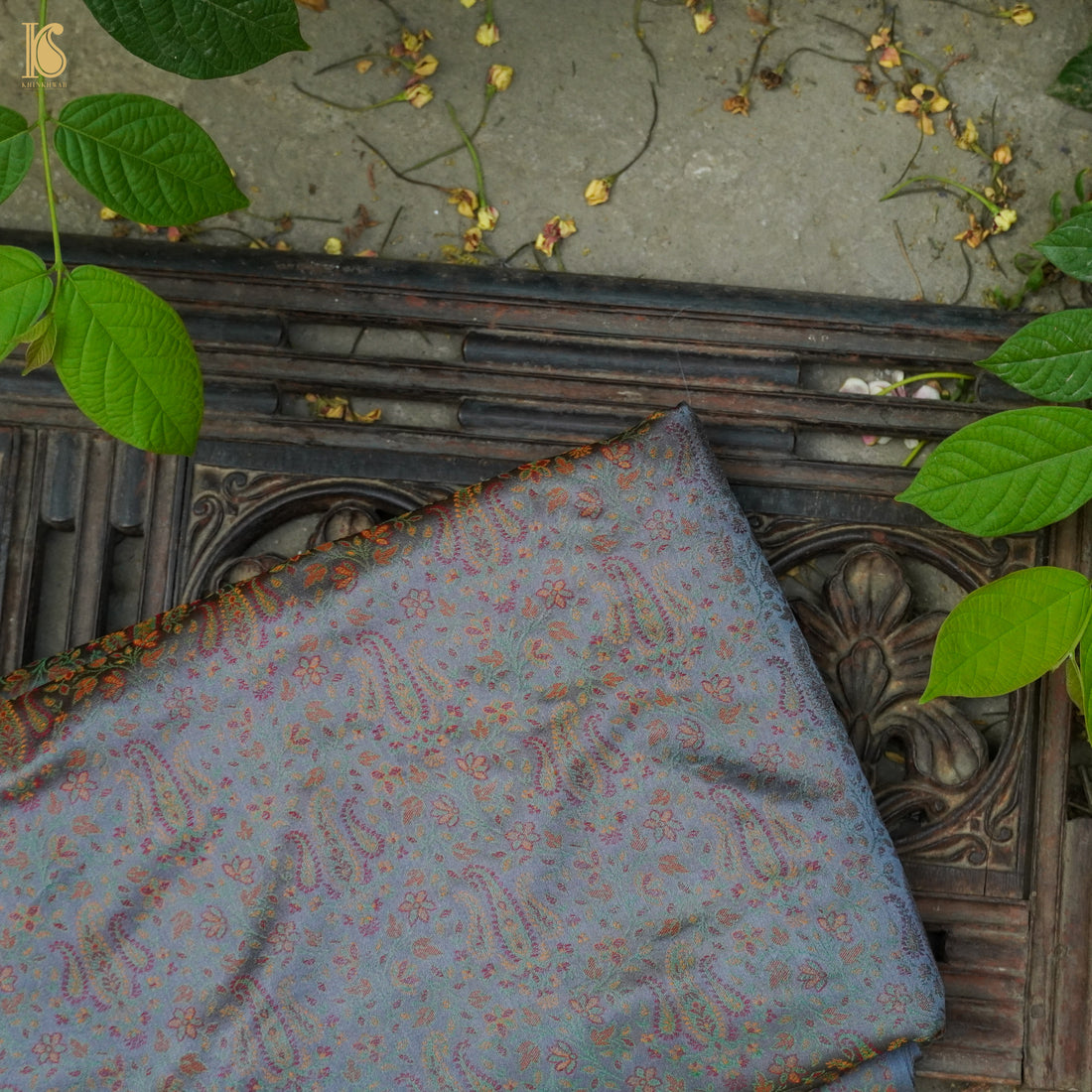 Manatee Grey Pure Banarasi Silk Handwoven Tanchui Kurta Fabric - Khinkhwab