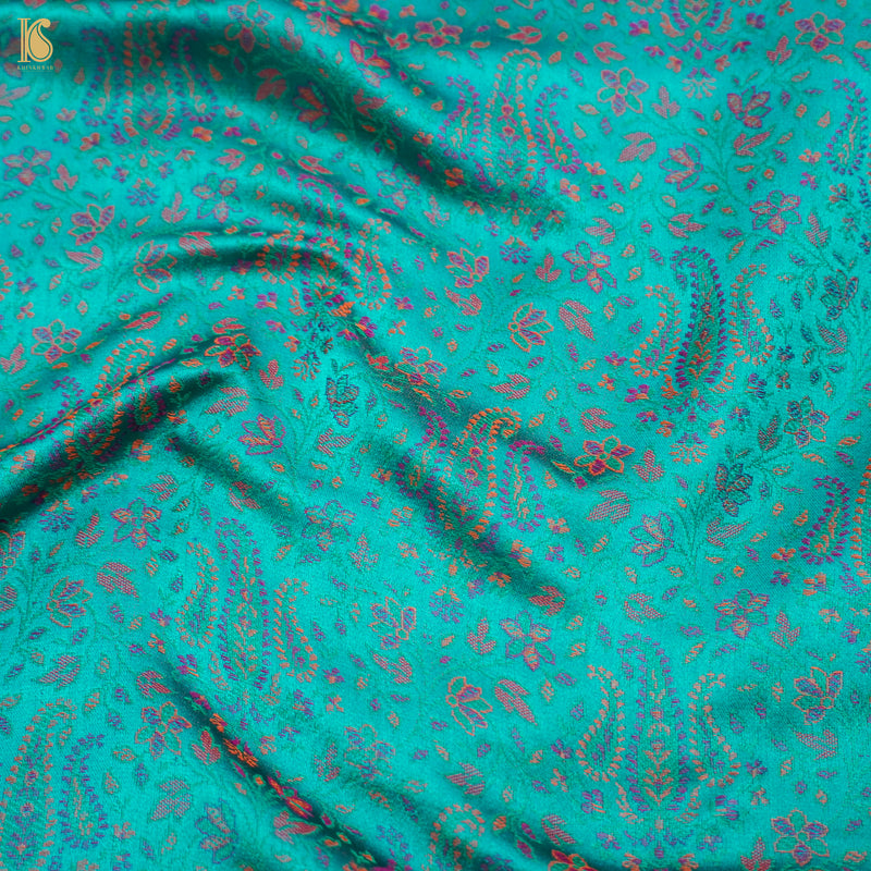 Iris Blue Pure Banarasi Silk Handwoven Tanchui Kurta Fabric - Khinkhwab