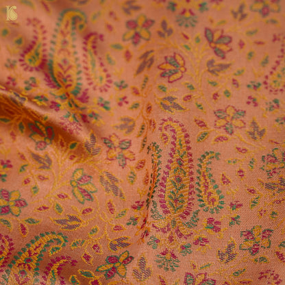 Peach Pure Banarasi Silk Handwoven Tanchui Kurta Fabric - Khinkhwab