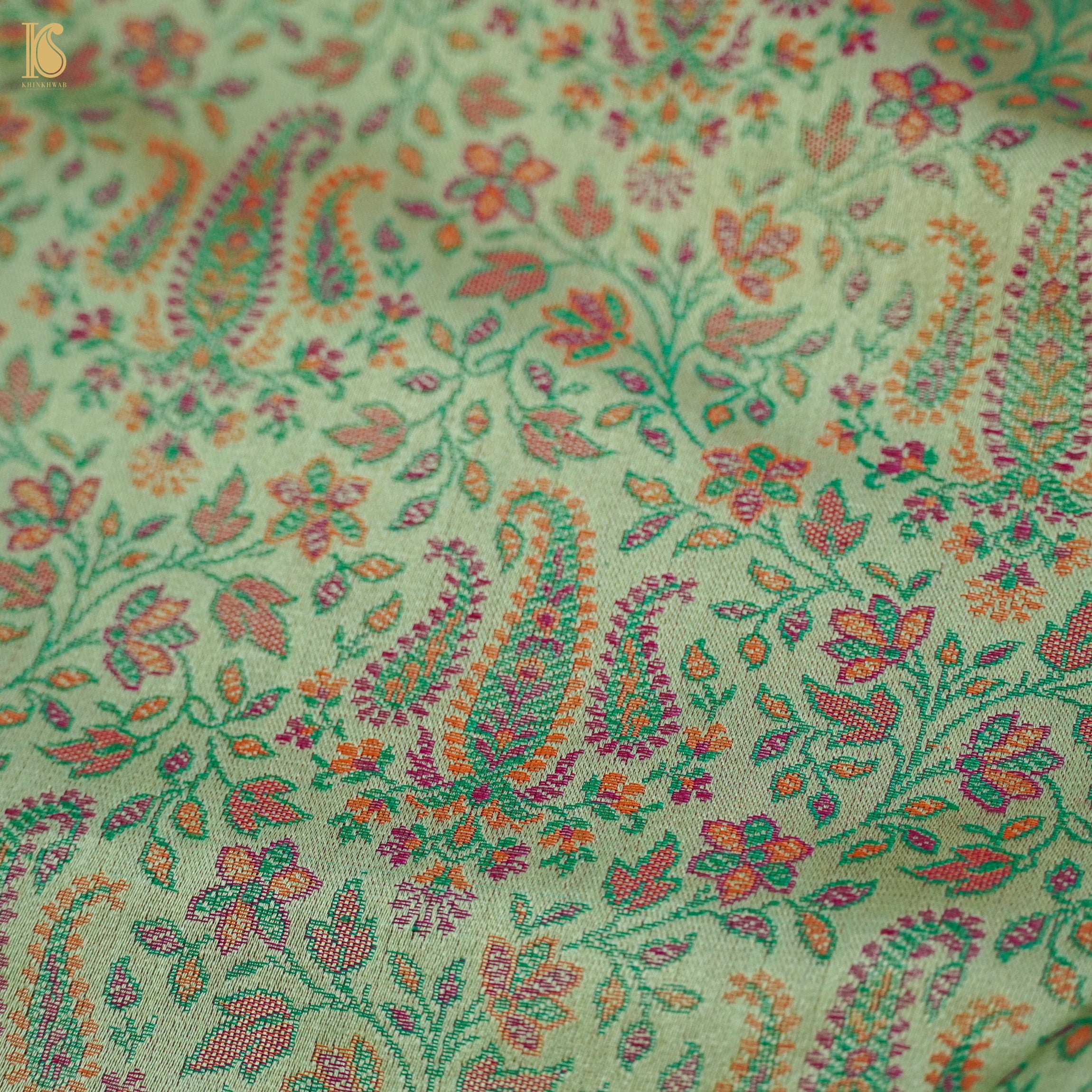 Norway Green Pure Banarasi Silk Handwoven Tanchui Kurta Fabric - Khinkhwab