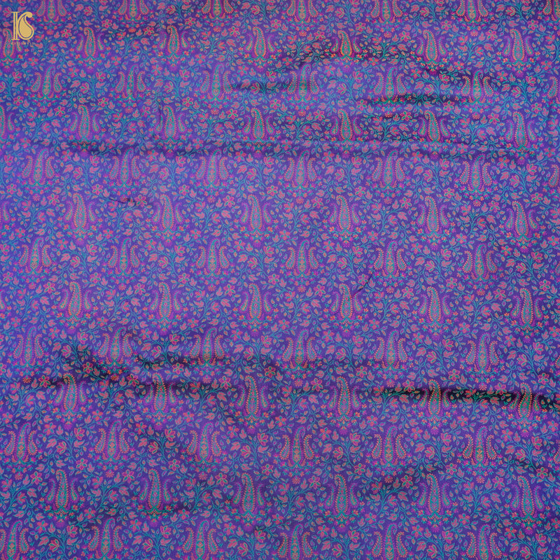 Blue Gem Pure Banarasi Silk Handwoven Tanchui Kurta Fabric - Khinkhwab
