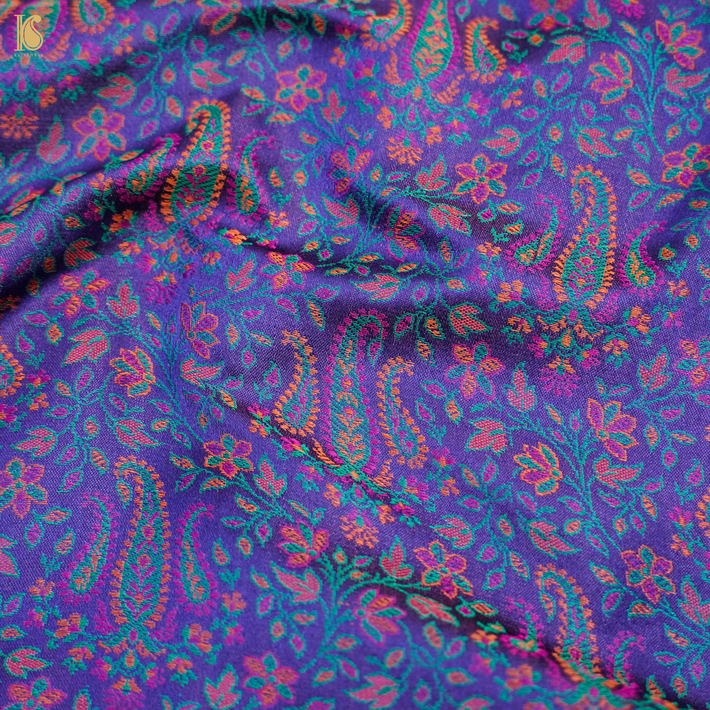 Blue Gem Pure Banarasi Silk Handwoven Tanchui Kurta Fabric - Khinkhwab
