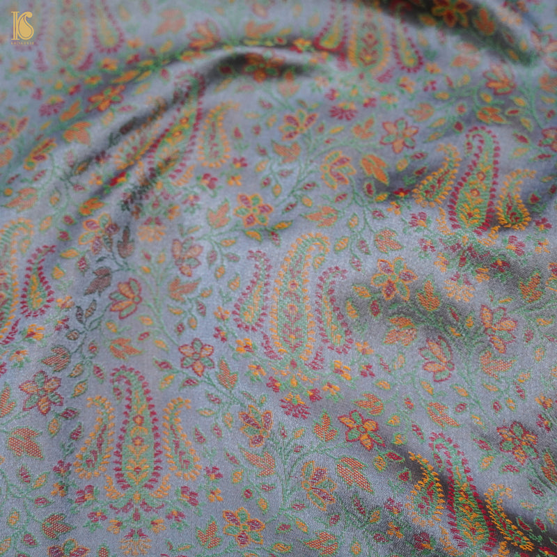 Manatee Grey Pure Banarasi Silk Handwoven Tanchui Kurta Fabric - Khinkhwab