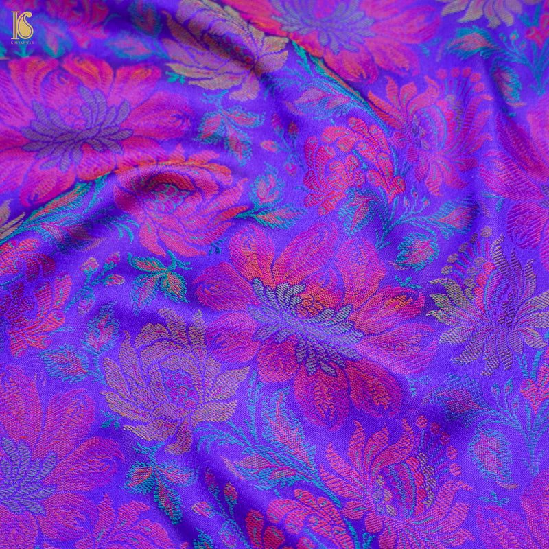 Purple Heart Pure Banarasi Silk Handwoven Tanchui Kurta Fabric - Khinkhwab