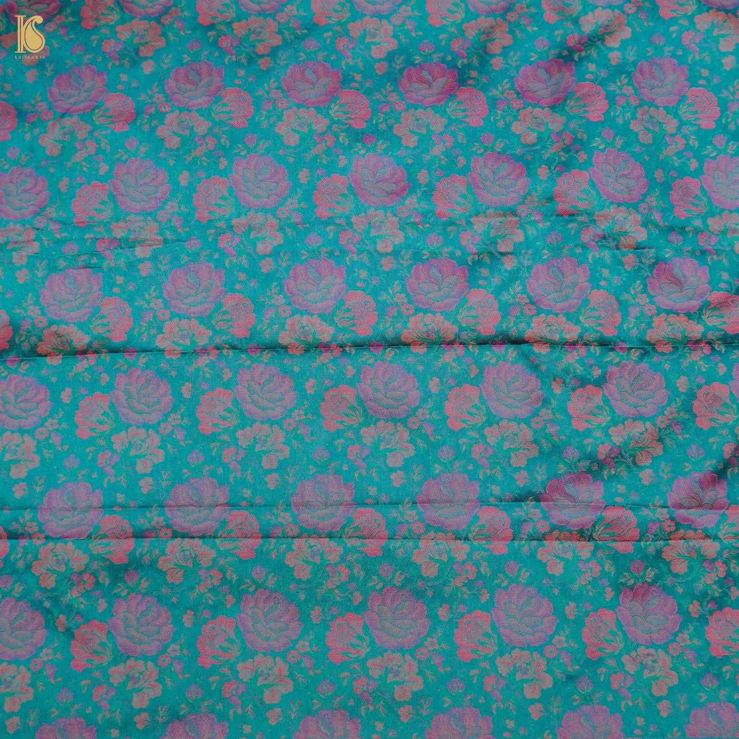 Teal Pure Banarasi Silk Handwoven Tanchui Kurta Fabric - Khinkhwab