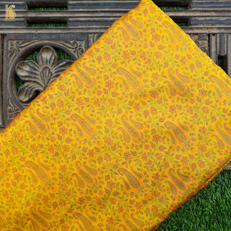 Bright Sun Pure Banarasi Silk Handwoven Tanchui Kurta Fabric - Khinkhwab