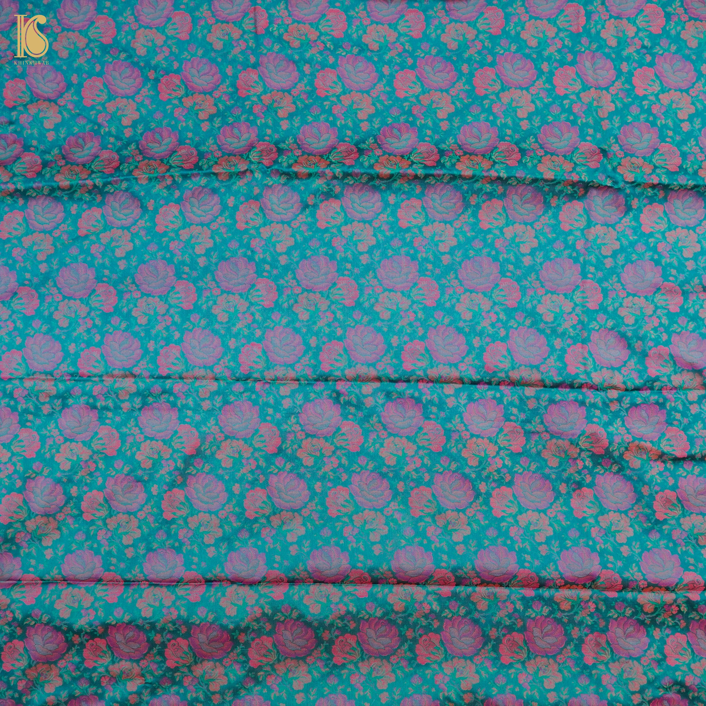 Pelorous Blue Pure Banarasi Silk Handwoven Tanchui Kurta Fabric - Khinkhwab