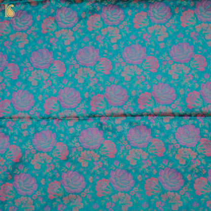 Pelorous Blue Pure Banarasi Silk Handwoven Tanchui Kurta Fabric - Khinkhwab