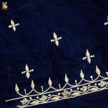 Hand Embroidered Velvet Blouse Blouse Fabric - Khinkhwab