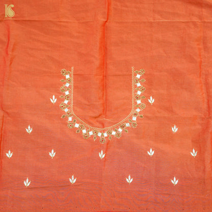 Hand Embroidered Pure Tissue Blouse Fabric - Khinkhwab