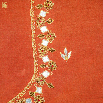 Hand Embroidered Pure Tissue Blouse Fabric - Khinkhwab