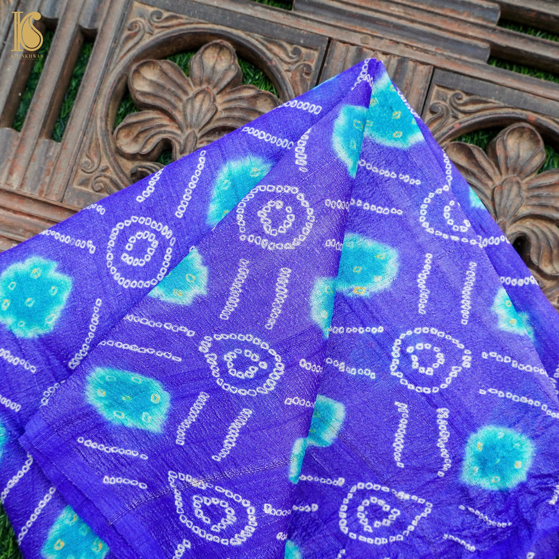 Han Purple Pure Tussar Silk Bandhani Blouse Fabric - Khinkhwab