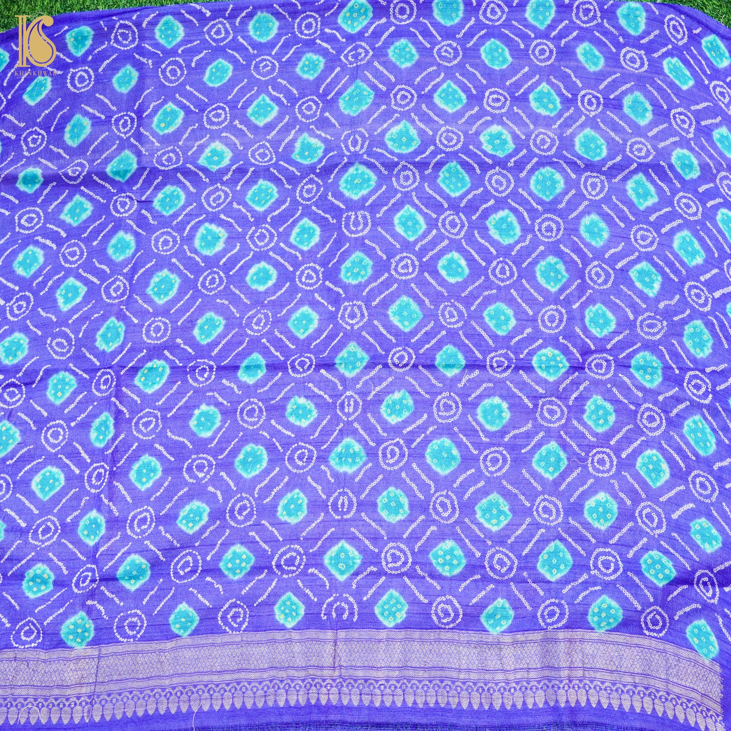 Han Purple Pure Tussar Silk Bandhani Blouse Fabric - Khinkhwab