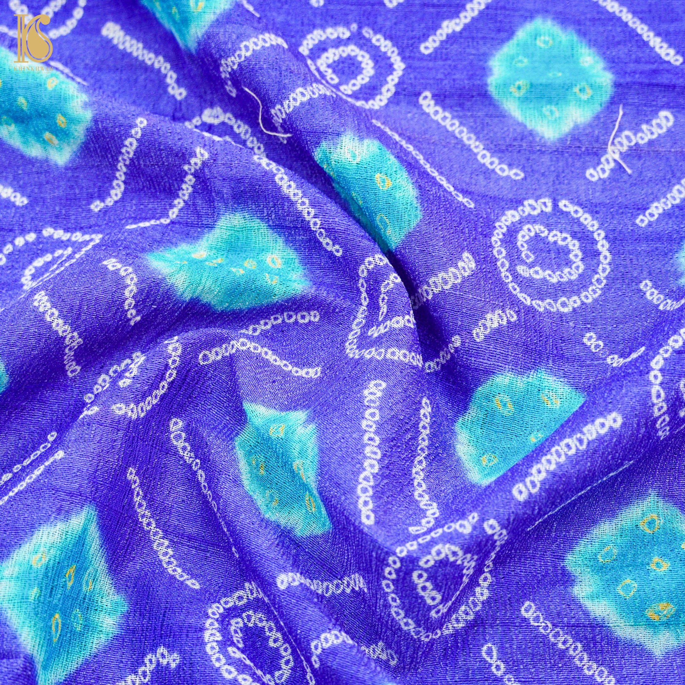 Han Purple Pure Tussar Silk Bandhani Blouse Fabric - Khinkhwab