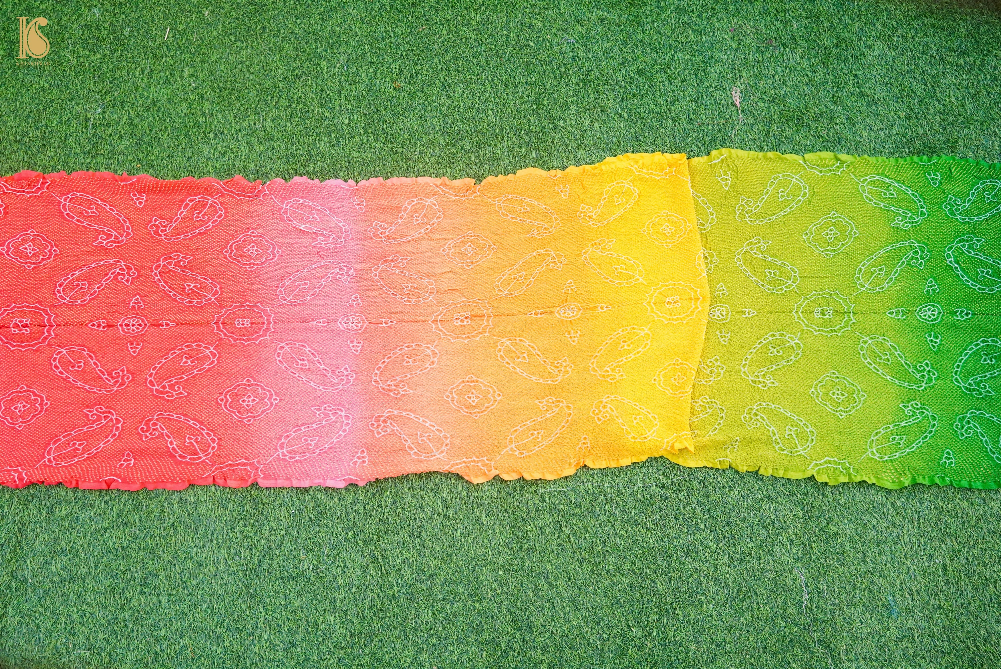 Multicolor Banarasi Pure Georgette Bandhani Saree - Khinkhwab